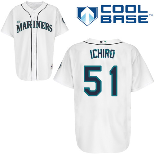 Mariners #51 Ichiro Suzuki White Cool Base Stitched MLB Jersey